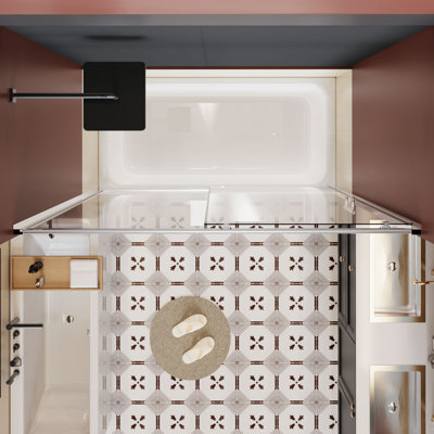 Porte de douche coulissante simple l 60 po x H 62 po pour baignoire, porte de douche en verre trempé transparent de 1/5 po d'épaisseur avec poignée en acier inoxydable