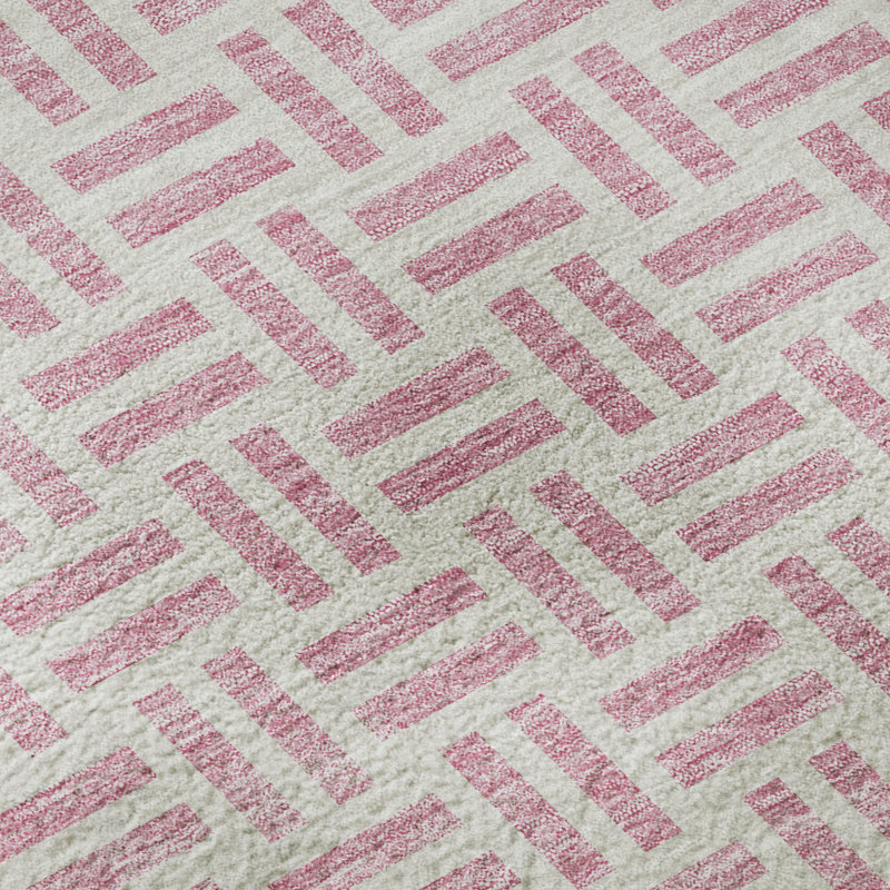 Premium Machine Washable Prisco Pink Rug, Rectangle 5' x 7'6"