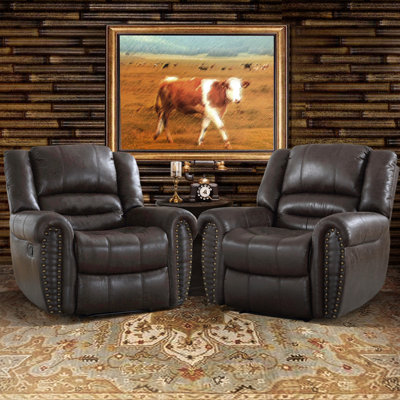 Chemika 40.9" Wide Classic Super Soft And Oversize Manual Recliner with Nailhead Trim (Set of 2)