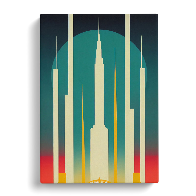 Art Deco City Architecture No.4 Skyscraper - Wrapped Canvas Print, 50cm H x 35cm W x 3cm D