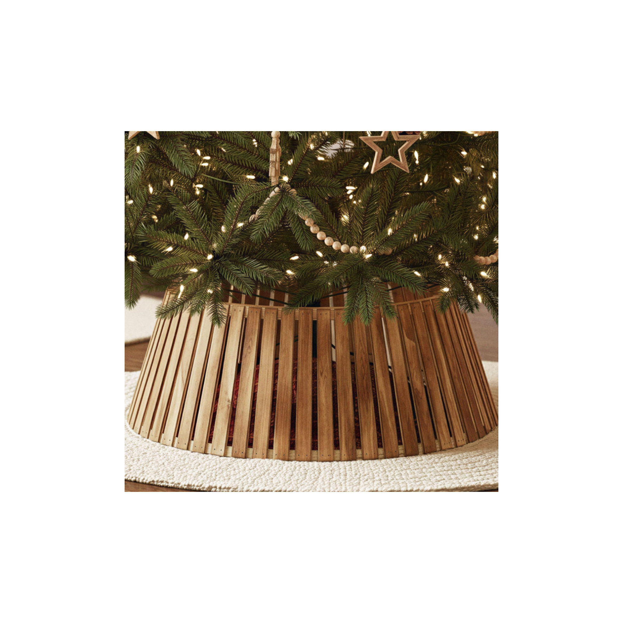 Slated Wood Tree Collar, Natural Smoke, Brown