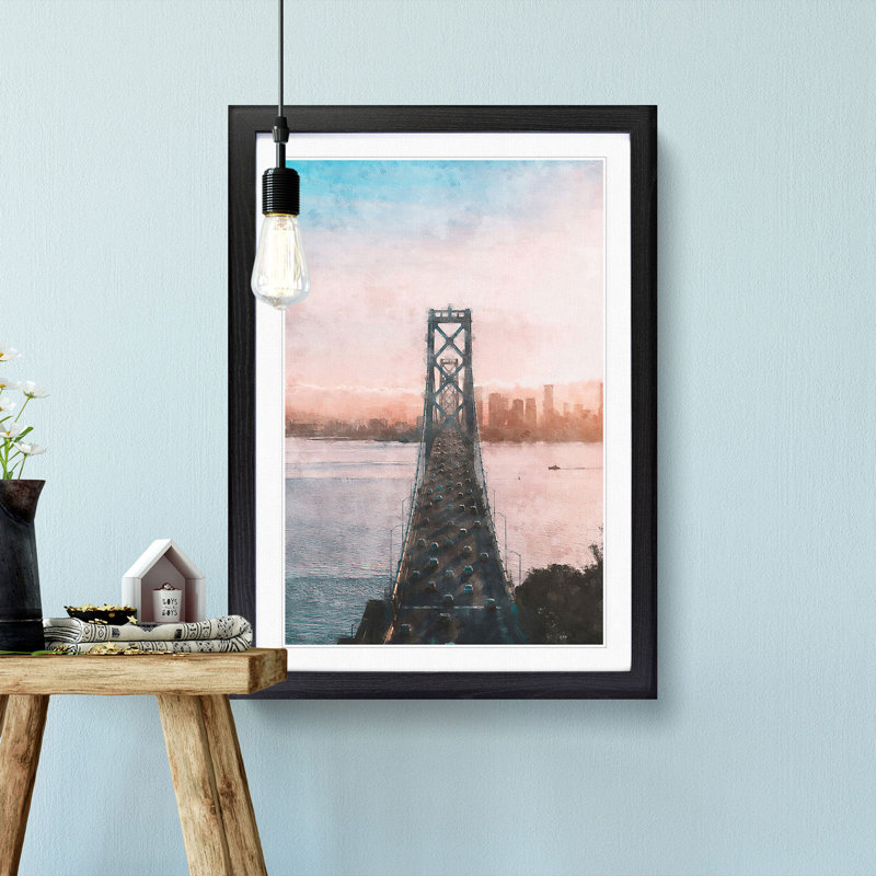 Bridge in San Francisco - Picture Frame Graphic Art Print, 87cm H x 62cm W x 2cm D, Black Framed
