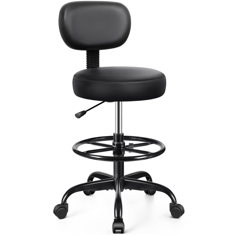Adjustable Height Drafting Stool with Footring Wheels