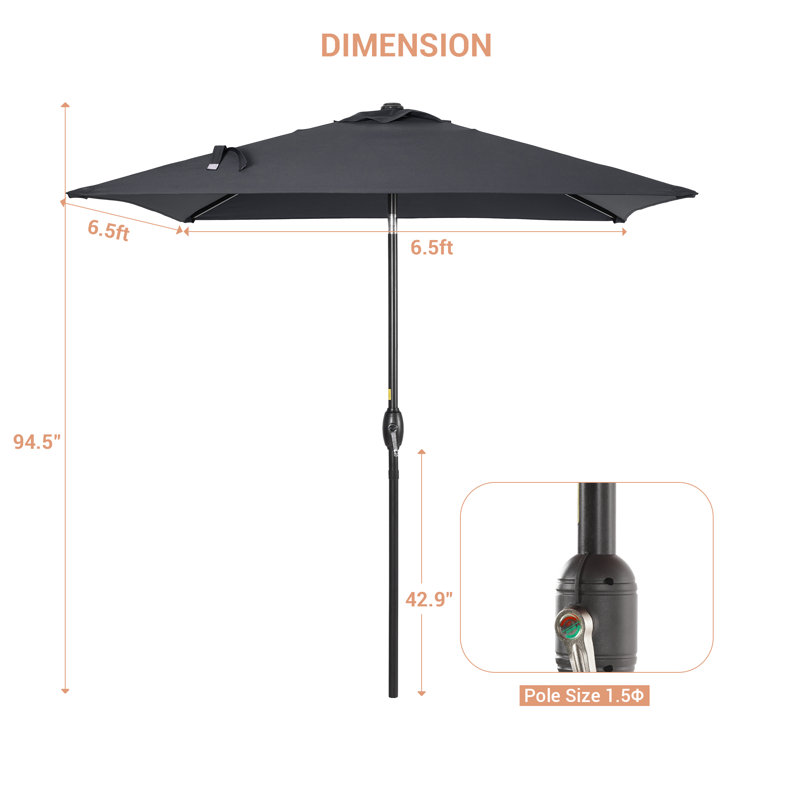 Parasol de marché carré Rinesh, Gris anthracite