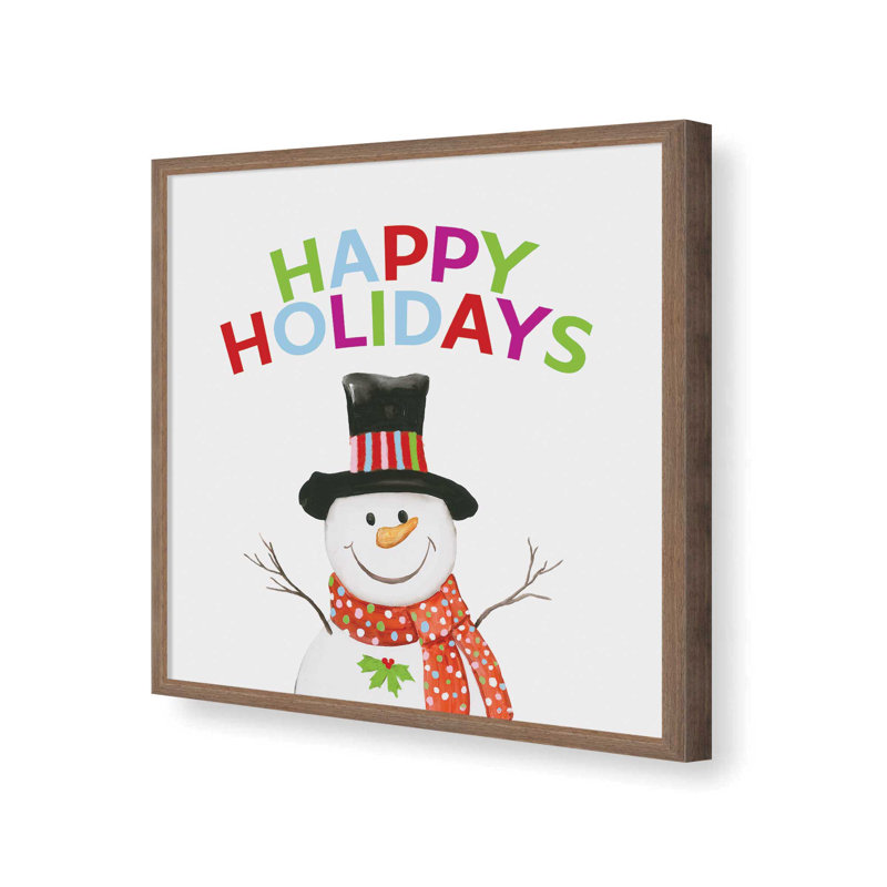 «Merry Christmas Colorful Snowman» par Dogwood, L 12 po x H 12 po, Brun, Impression encadrée