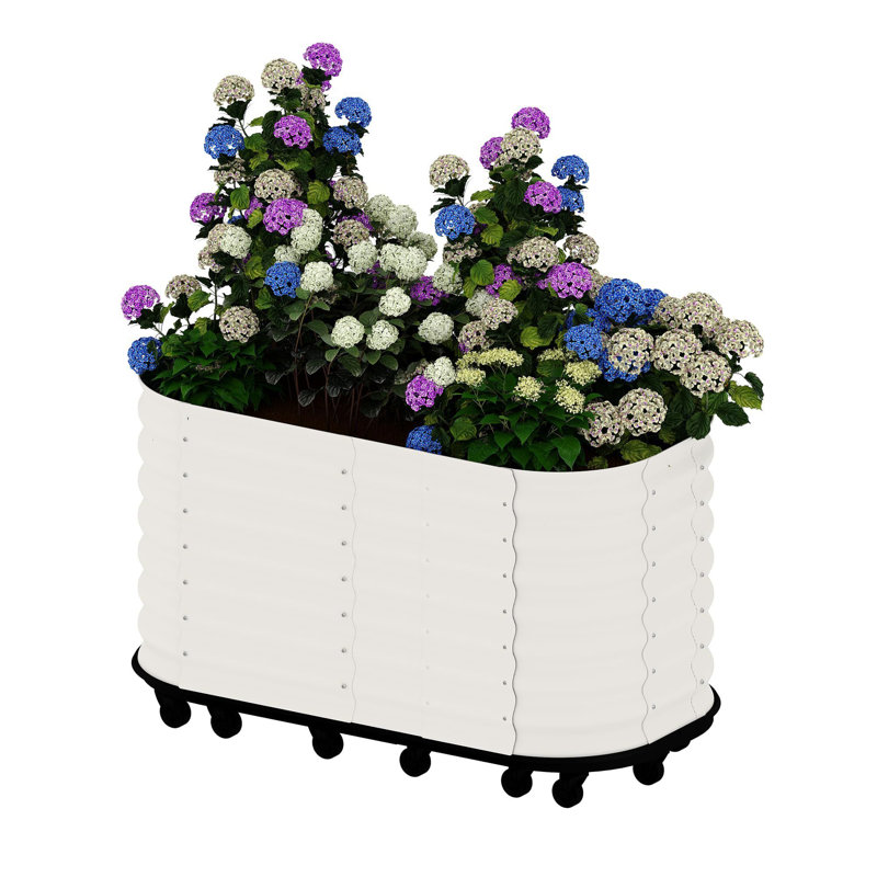 Roll & Grow Planter, With 360° Wheels, 27.50" H x 59" W x 23.60" D, White