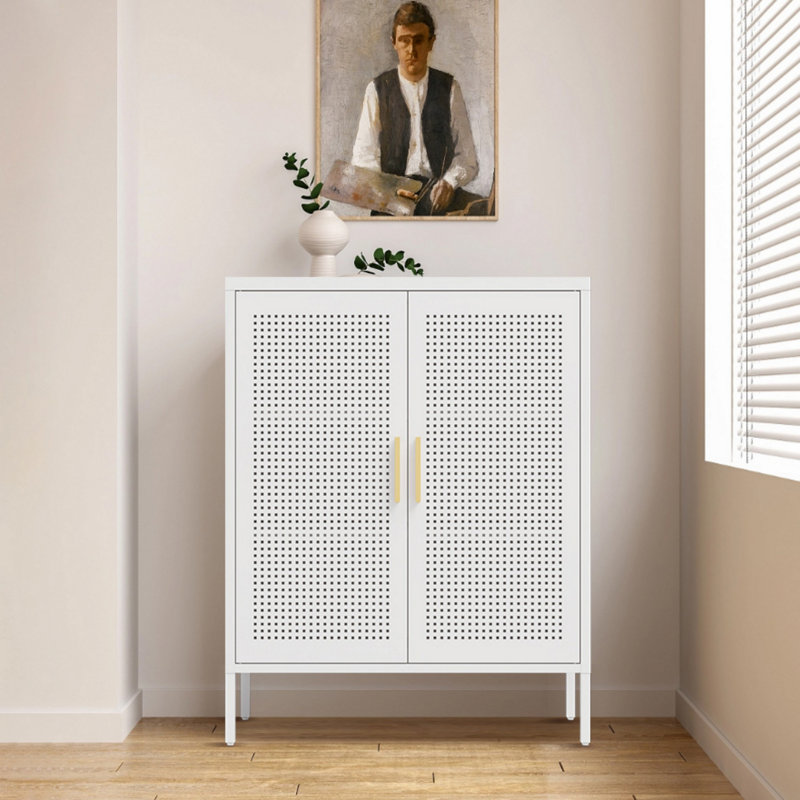 Metal Storage Cabinet With 2 Doors And 2 Adjustable Shelves, Steel Storage Cabinet For Home Office
