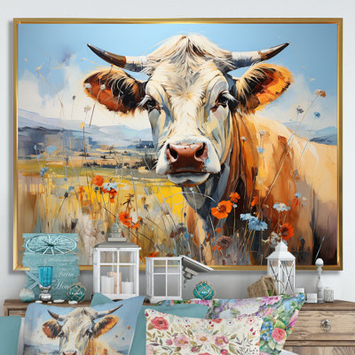 «Cow in Pastel Fields I», reproduction sur toile