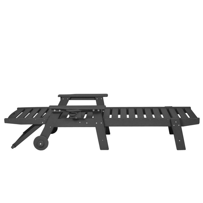 Chaise longue avec table d'appoint, ensemble de 3 chaises longues surdimensionnées, Noir, noir, noir, noir