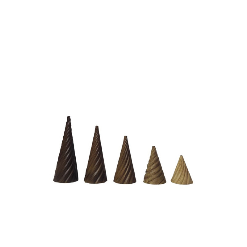 Mini Christmas Tree w/Wavy Pattern Light Natural H 3.1" & Dia 5.6"