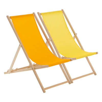 Harbour Housewares - Traditional Wooden Deck Chairs - Set of 2