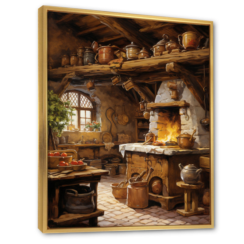 «Food Rustic Kitchen I - Coffee», impression sur toile, art mural, H 32 po x l 24 po x P 1 po, Cadre flottant doré