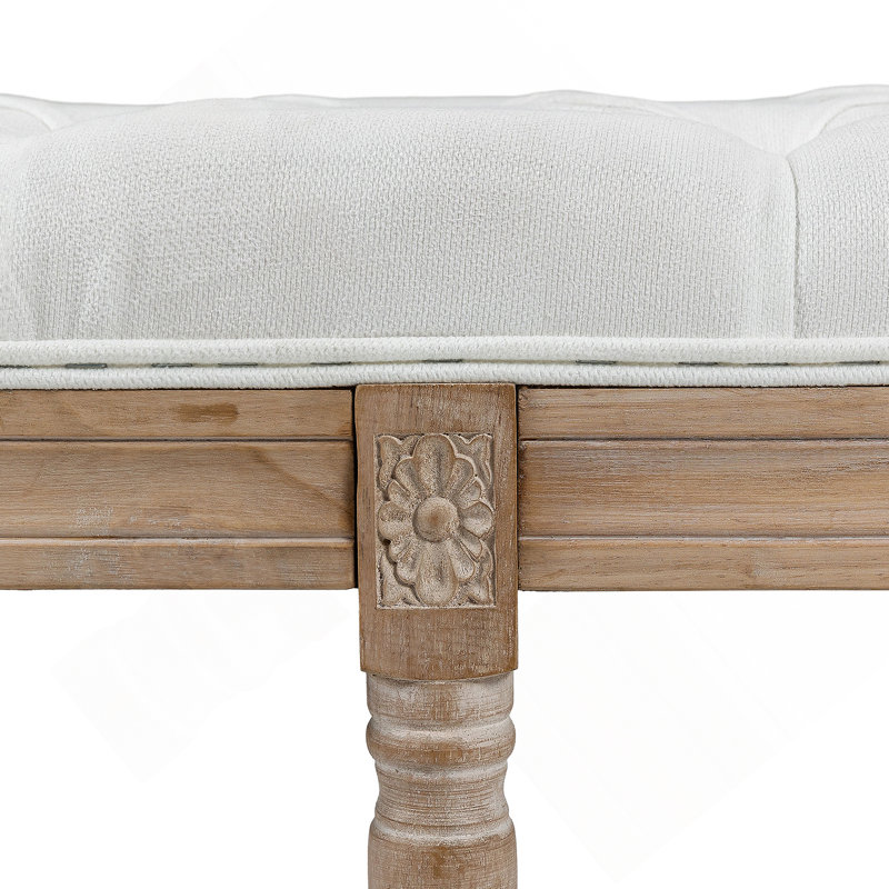 Banc d'extrémité de lit, banc de chambre rembourré, blanc crème