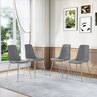 Dining Chairs Set Of 4, 17.72"Mid Century Modern Velvet Dining Room Chairs With Stainless Steel Legs,Elegant Kitchen Chairs