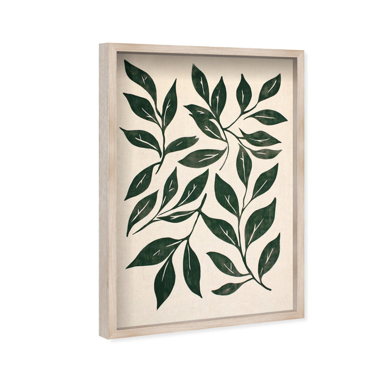 Oliver Gal Leaf Linen II Floral and Botanical - Luxury Shadowbox Framed Wall Art, 25" H x 17" W, Cream