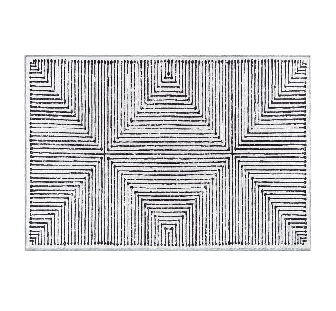 122x170cm Black and White Super Soft High Dense Pile Non Slip Thick Area Rug