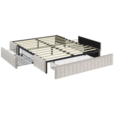Lit plateforme tapissier avec rangement Argjirulla