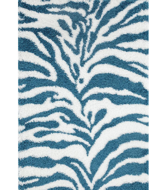 Tapis d'intérieur / extérieur tissé à la machine turquoise / blanc Baller, 7 pi x 10 po