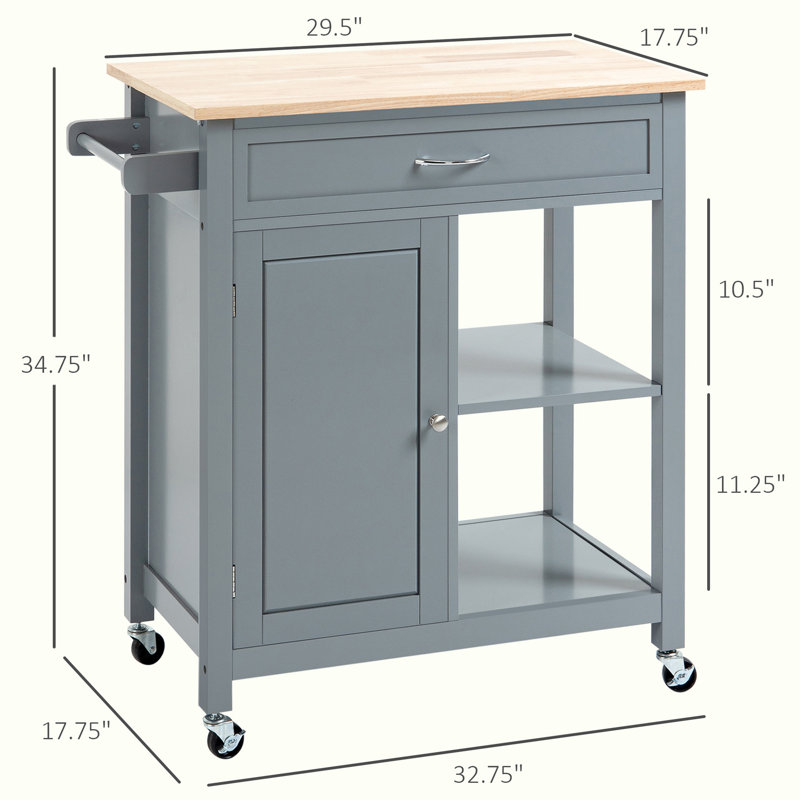 Wide Rolling Kitchen Cart, Gray 1