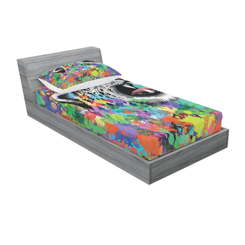 Drap-housse en microfibre Roaring, Ensemble de draps pour lit simple avec 1 taie d'or