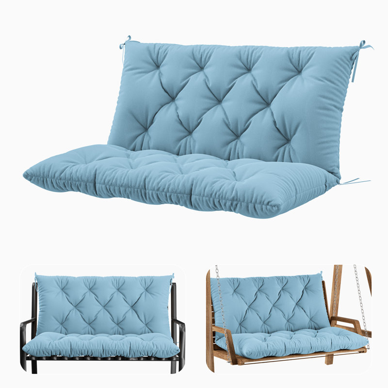Coussin de banc d'extérieur Wynee, L 40 po x P 20 po, Bleu clair