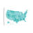 Aquamarine Watercolor Map Of The Usa With States And State Capitals by Blursbyai - Gallery-Wrapped Canvas Giclée on Canvas-1008343658-1008343657