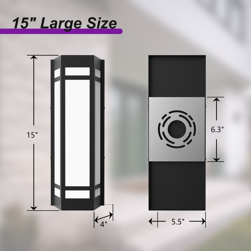 15"H Dimmable RGB Iron Outdoor Wall Light with Remote&App