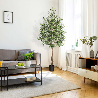 Olive Tree in Pot with Realistic Leaves and Natural Trunk,Olive Plants with Fruits for Home Decor