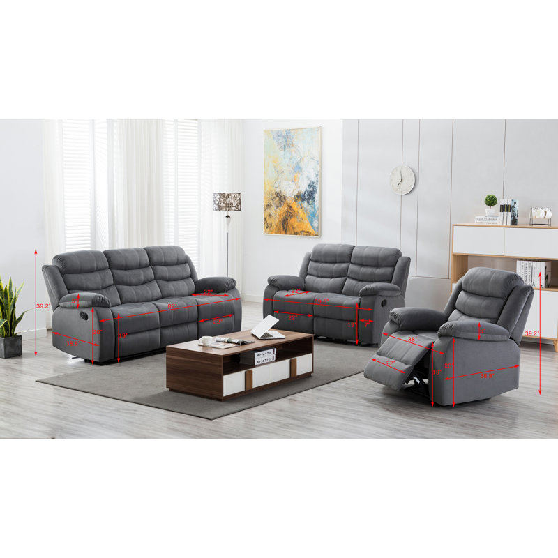 Ensemble de salon inclinable 2 pièces Januari, Gris
