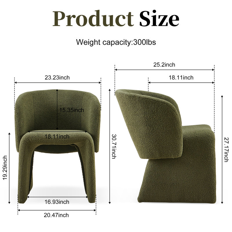 Upholstered Accent Chair - Dining Chair For Dining Room, Kitchen, & Living Room -, 2, Green