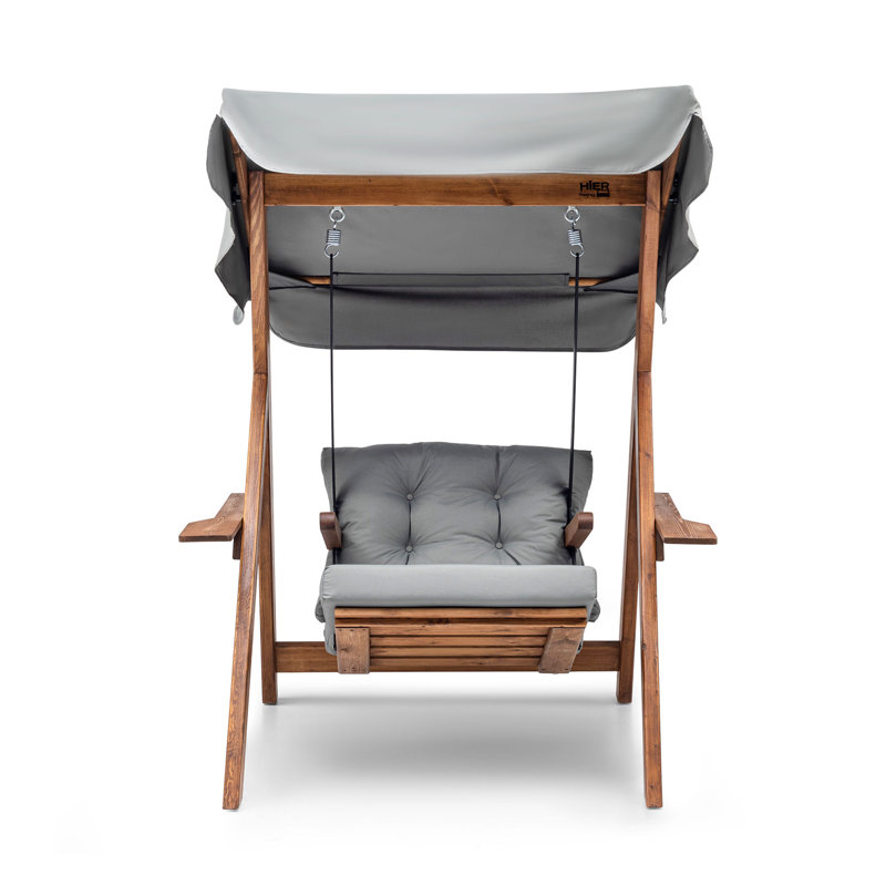 Baelynn Pine Porch Swing with Canopy, Grey