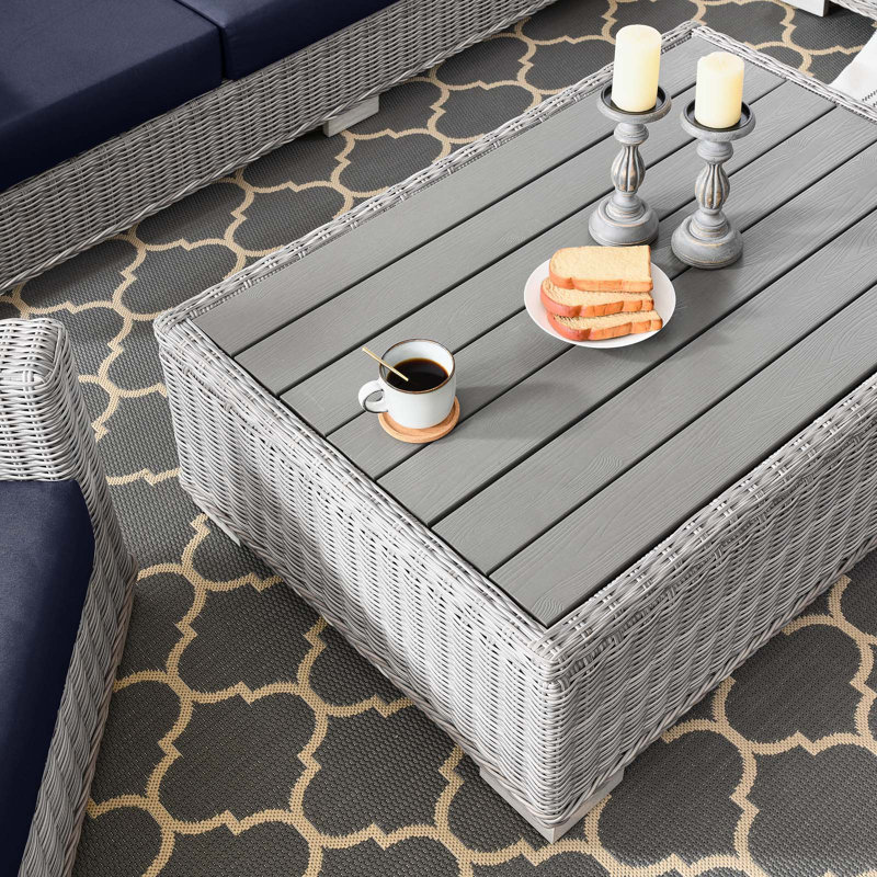 Conway Light Gray and Navy 4-Piece Outdoor Wicker Rattan Furniture Set