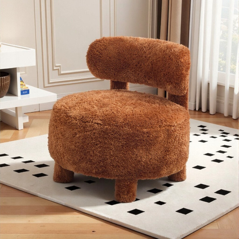 Fauteuil d'appoint à oreilles en peluche - Support ergonomique avec capacité de 250 lb, Brun