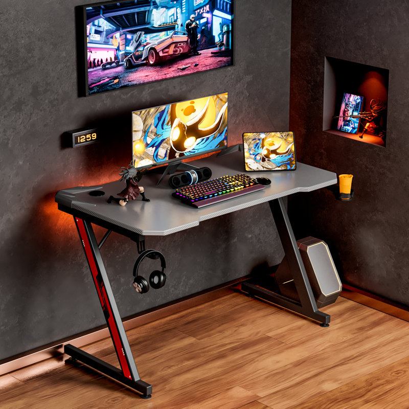 Bureau d'ordinateur Sinead, Gris / noir