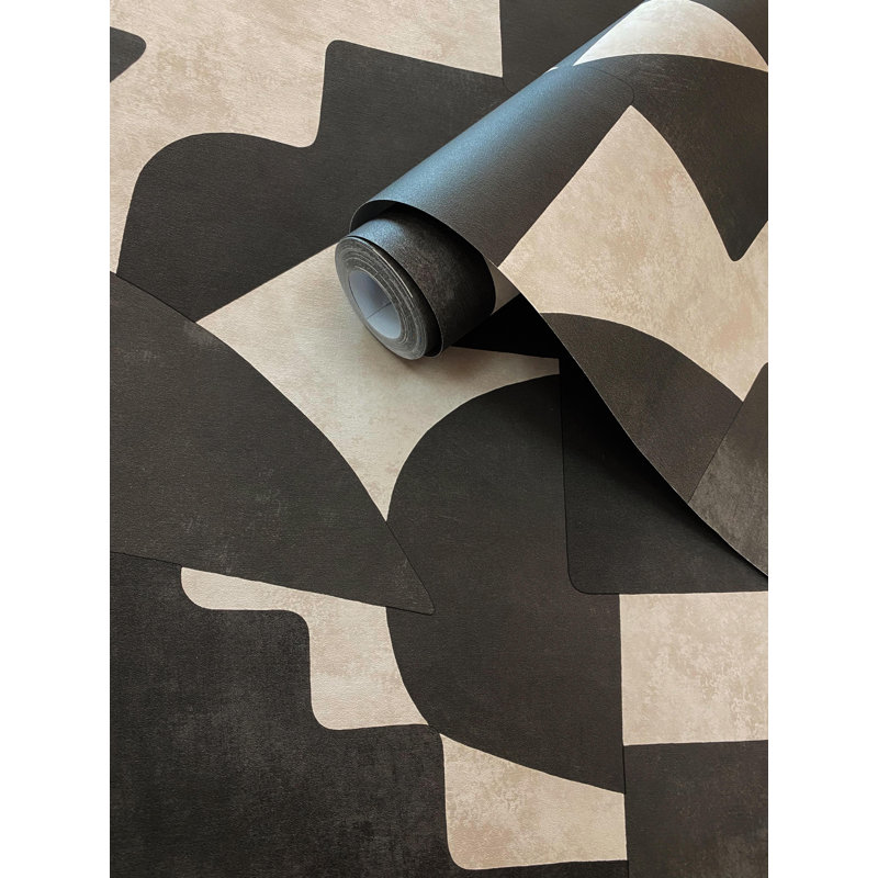 Rouleau de papier peint abstrait L 33 pi x l 21 po, Noir