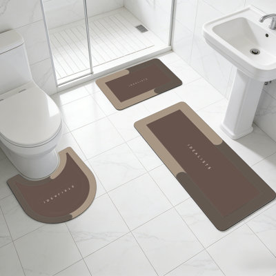 47in 3 Piece Bathroom Toilet Mat Set Rubber Super Absorbent Dry Washable Rubber Non Slide Backing For Safe And Easiler Clean For Any Home Hotel Shower Room