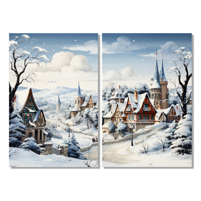 «Frost Holiday Christmas Village II - Winter Landscape», art mural