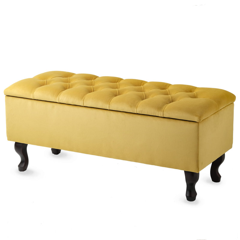 Kahn Velvet Upholstered Storage Bench, 42cm H x 45cm W x 35cm D