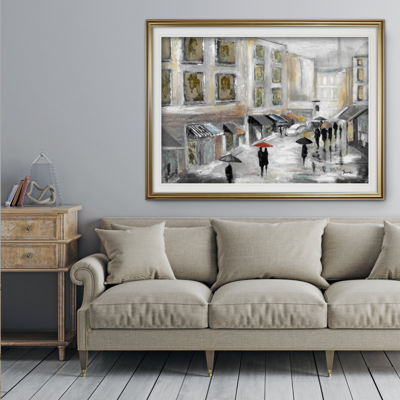 « sunday market », impression, Cadre doré, H 31 po x l 43 po x P 1,5 po
