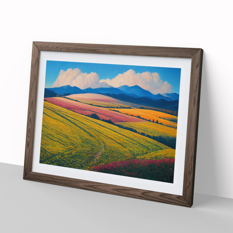 Spring Landscape Meadow - Framed Print, Walnut