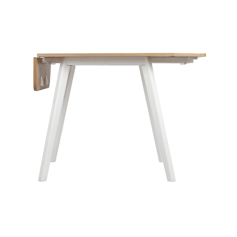 Abacus Universal Expert 32" to 47" Extendable Dining Table, 2 Drop Leaf Side Panels, Oak and White