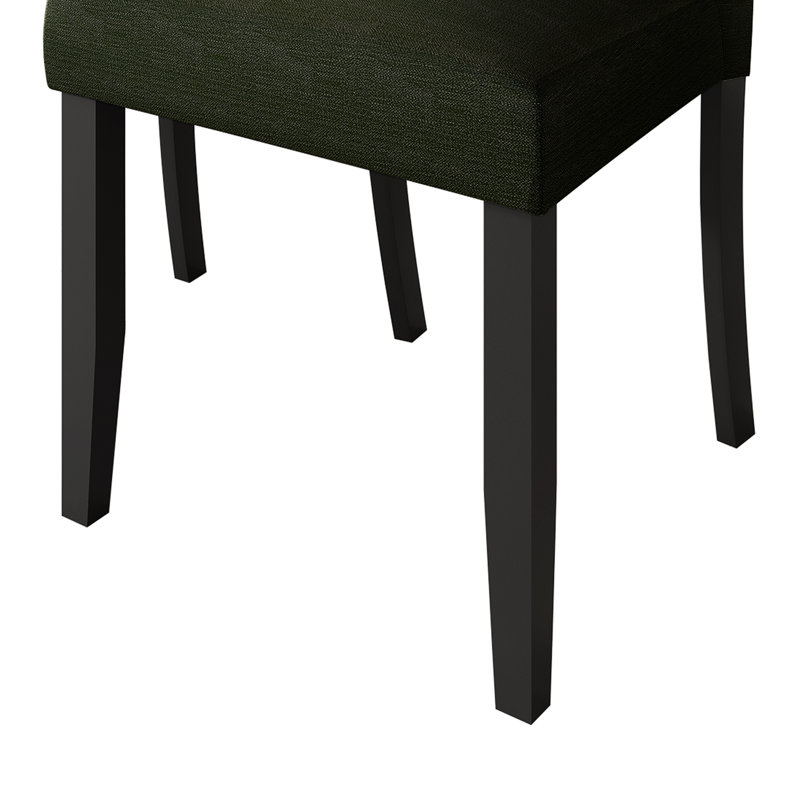 Black Wooden Dining Chair With Linen Cover, Green