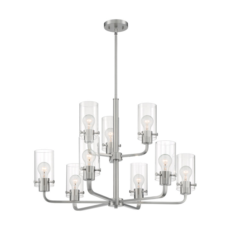 Barines 9 - Light Dimmable Tiered Chandelier, Brushed Nickel