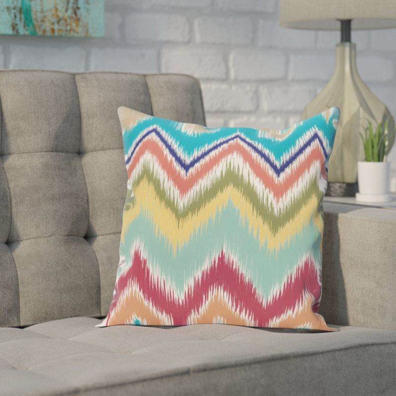 Chevron Reversible Throw Pillow, 18"x18", Caribbean