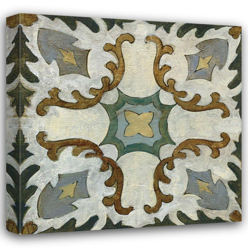 Red Barrel Studio® Vassileva, Silvia Gallery Wrapped Canvas Art Titled: Old World Tile I, 36" H x 36" W
