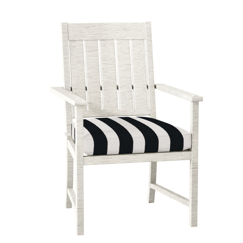 Croquet Patio Dining Armchair with Cushions, No Welt, Slate Gray, Cabana Stripe Midnight