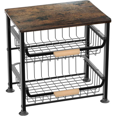 3-Layer Kitchen Fruit Storage Basket Snack Rack, Countertop & Desktop Pull-Out Metal Basket With Handle, Organizers