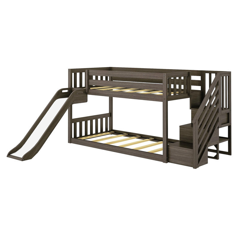 Lit superposé simple en bois massif Kincer, Gris foncé
