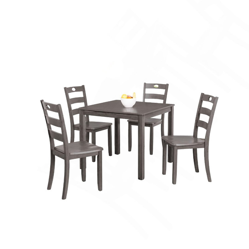 Ensemble de salle à manger 5 pièces, carré, bois gris, meubles de salle à manger, Gris