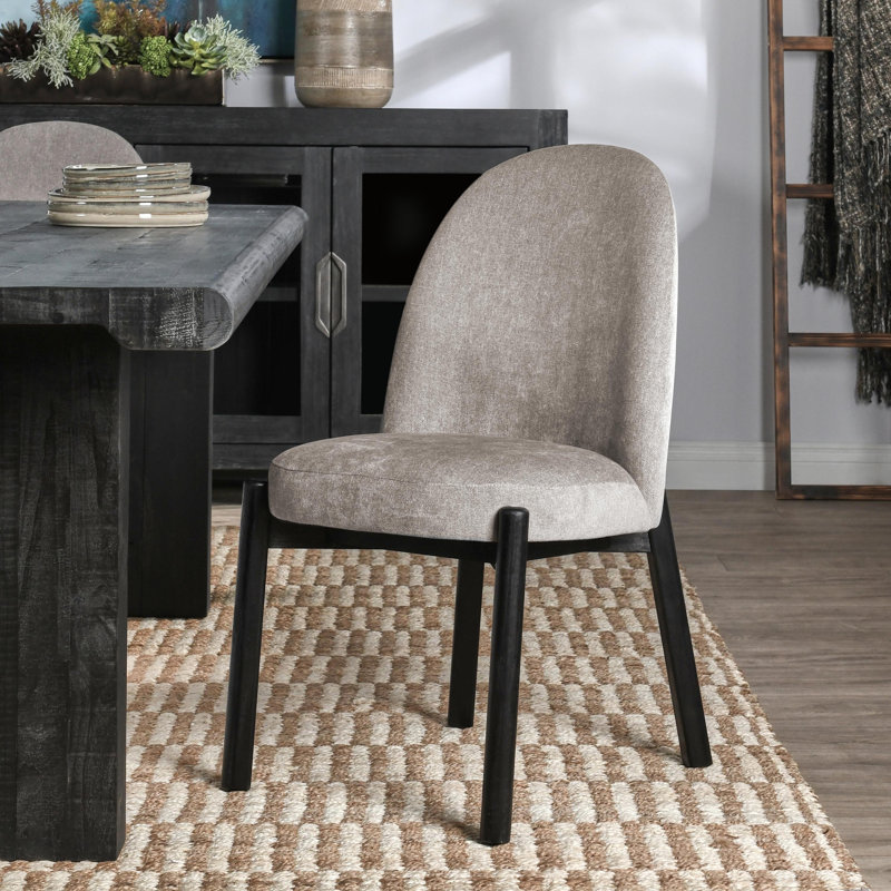 Joanie Upholstered Fabric Dining Chair, Blue, Natural Wood